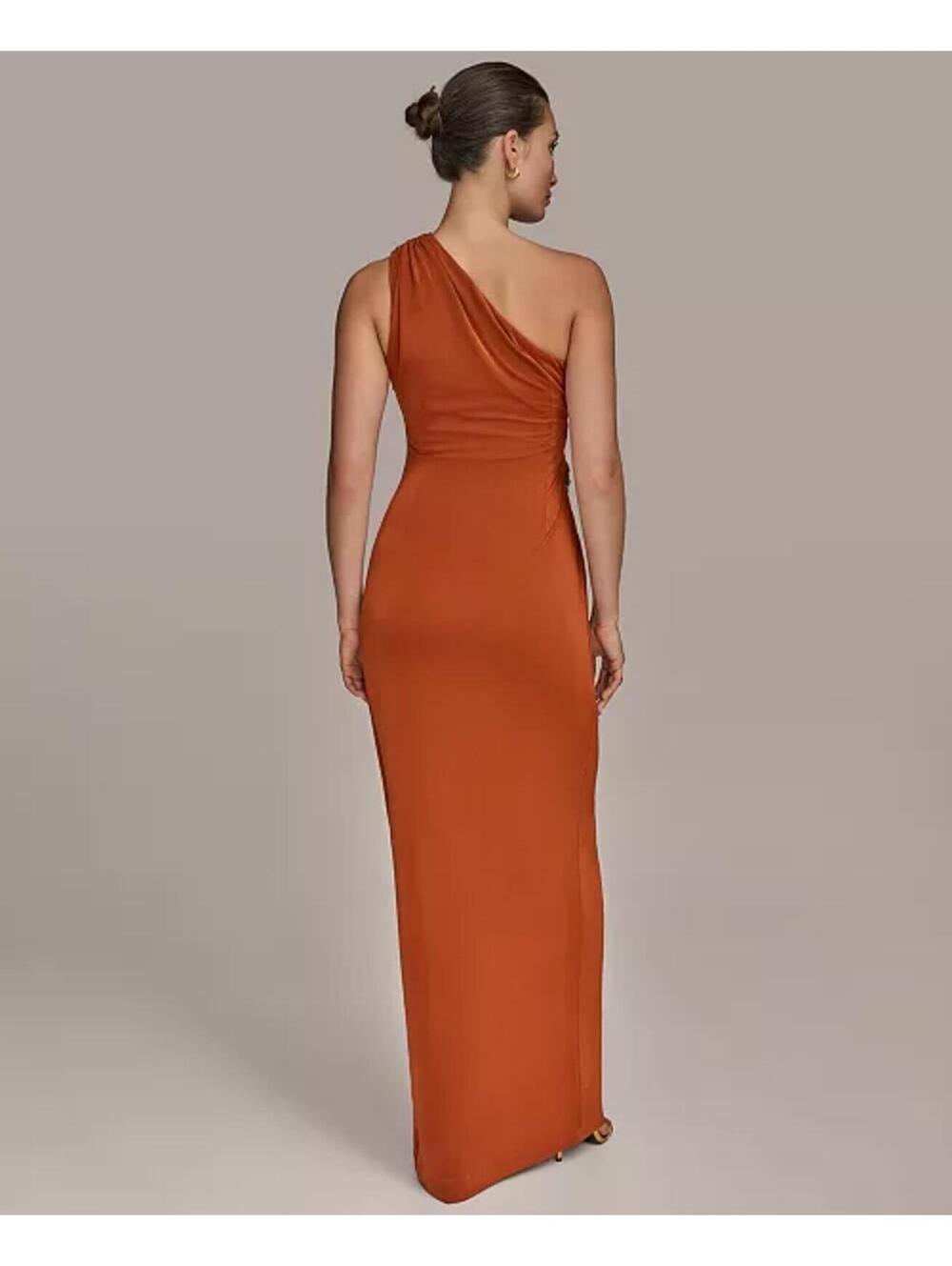 Donna Karan New York Women's Asymmetric Slinky-Knit Gown - Picture 2 of 8